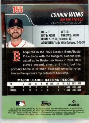 Connor Wong - 2022 Stadium Club Chrome - #155 - RC Baseball - Baseball Card Single