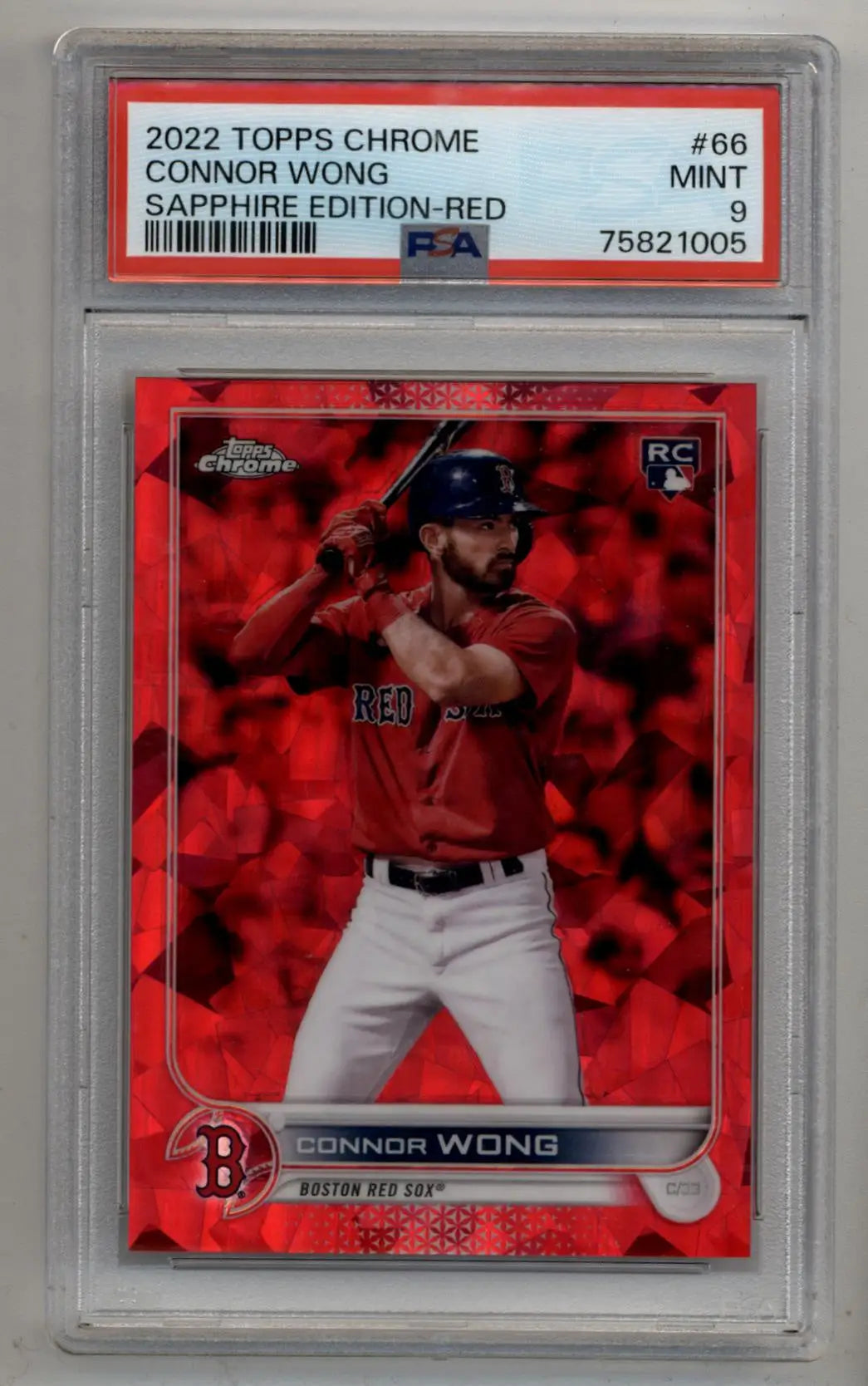 Connor Wong 2022 Topps Chrome #66 Sapphire Edition Red 2/5 PSA 9 Mint - Baseball Card Single
