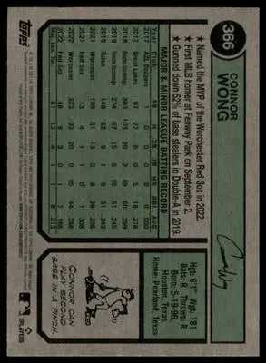 Connor Wong 2023 Topps Heritage #366 Boston Red Sox - Baseball Card Single