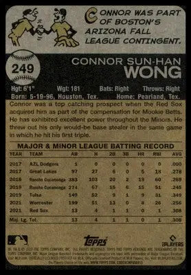 Connor Wong Rookie 2022 Topps Heritage #249 Boston Red Sox - Baseball Card Single