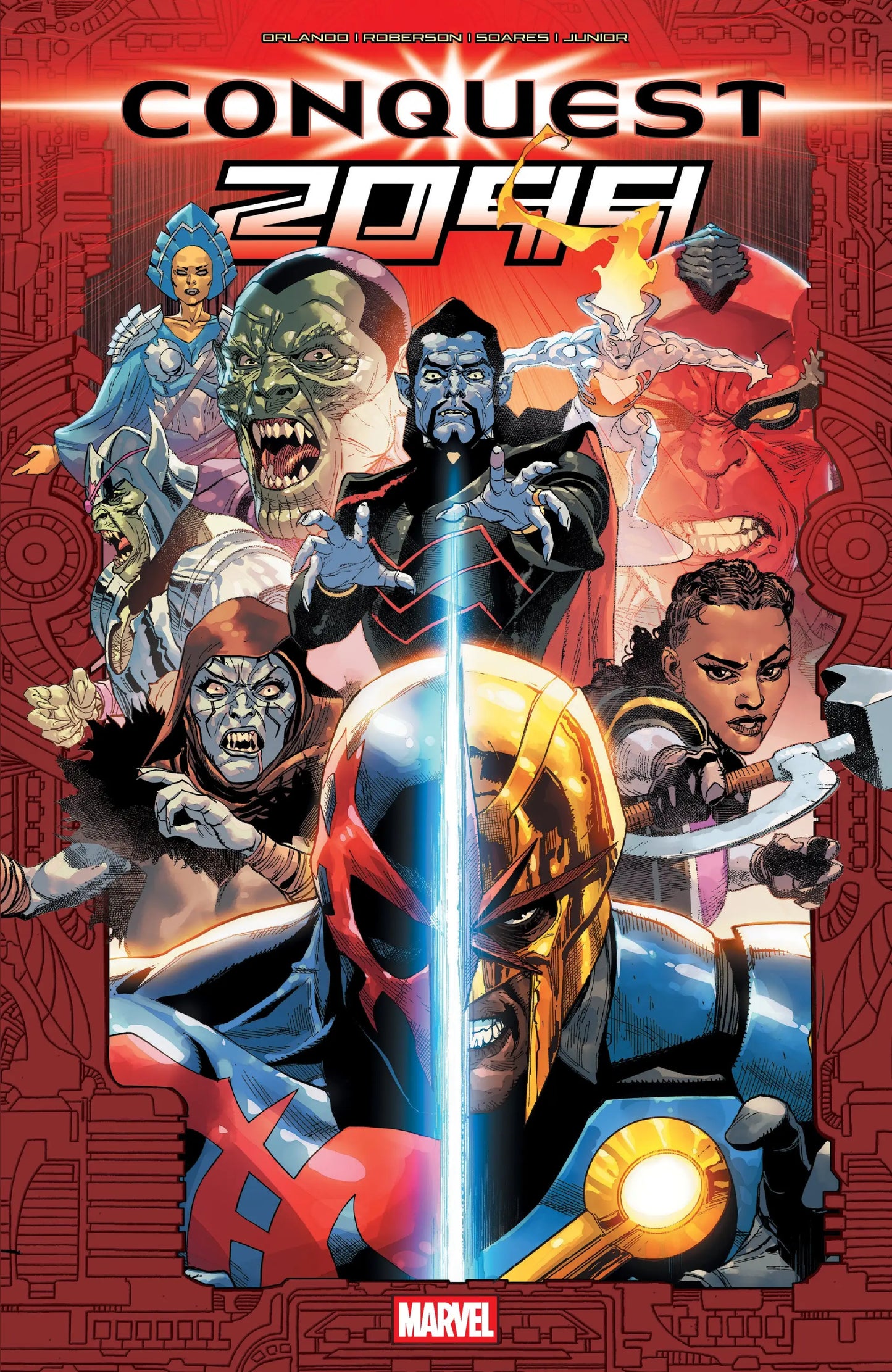 Comic book cover for Conquest 2099 featuring futuristic superhero action