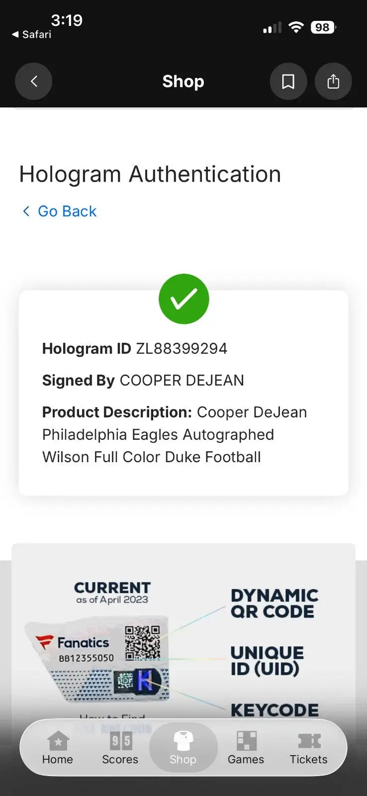 Cooper DeJean Signed Wilson Duke Football Eagles Super Bowl LIX Pick Six Fanatic - Sports Memorabilia