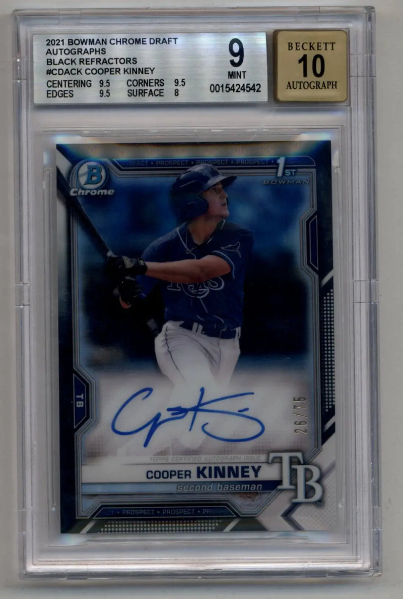 Cooper Kinney Bowman Chrome Draft black refractor auto card BGS 9 Mint BGS 10 auto