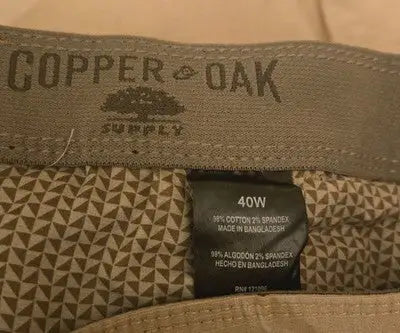 Copper & Oak Shorts Mens 40 Khaki Cargo Pockets Cotton Stretch Utility Casual - Apparel
