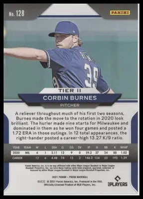 Corbin Burnes 2021 Panini Prizm #128 Milwaukee Brewers - Baseball Card Single