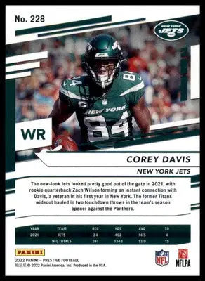 Corey Davis 2022 Panini Prestige #228 New York Jets - Football Card Single