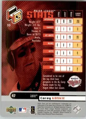Corey Koskie - 1999 Upper Deck HoloGrFX - #33 - Baseball - Baseball Card Single