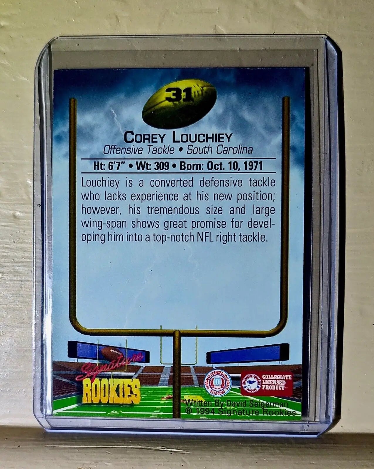Corey Louchiey 1994 Top Prospect #31 Signature Rookies Autographed Football Card - Football Card Single
