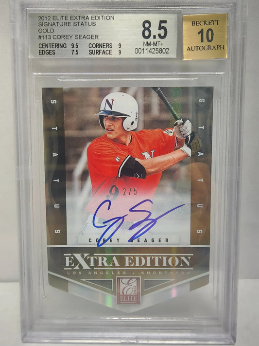 Corey Seager 2012 Elite Extra Edition Gold Auto #2/5 BGS 8.5 Auto 10 - Baseball Card Single