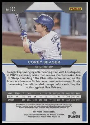 Corey Seager 2021 Panini Prizm #100 Los Angeles Dodgers - Baseball Card Single