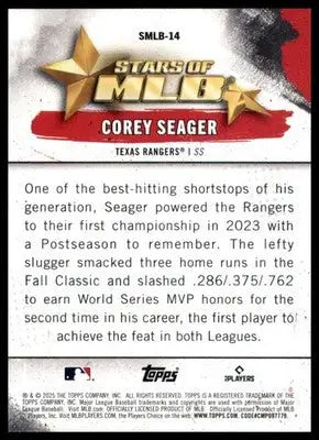 Corey Seager 2025 Topps Stars of MLB #SMLB-14 Texas Rangers - Baseball Card Single