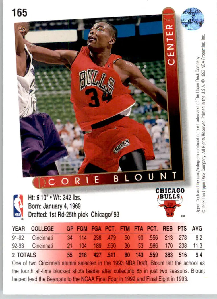 Corie Blount - 1993-94 Upper Deck - #165 - RC Basketball - Basketball Card Single