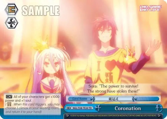 Coronation - No Game No Life - NGL/S58-TE20 TD - NM Weiss Schwarz - Other