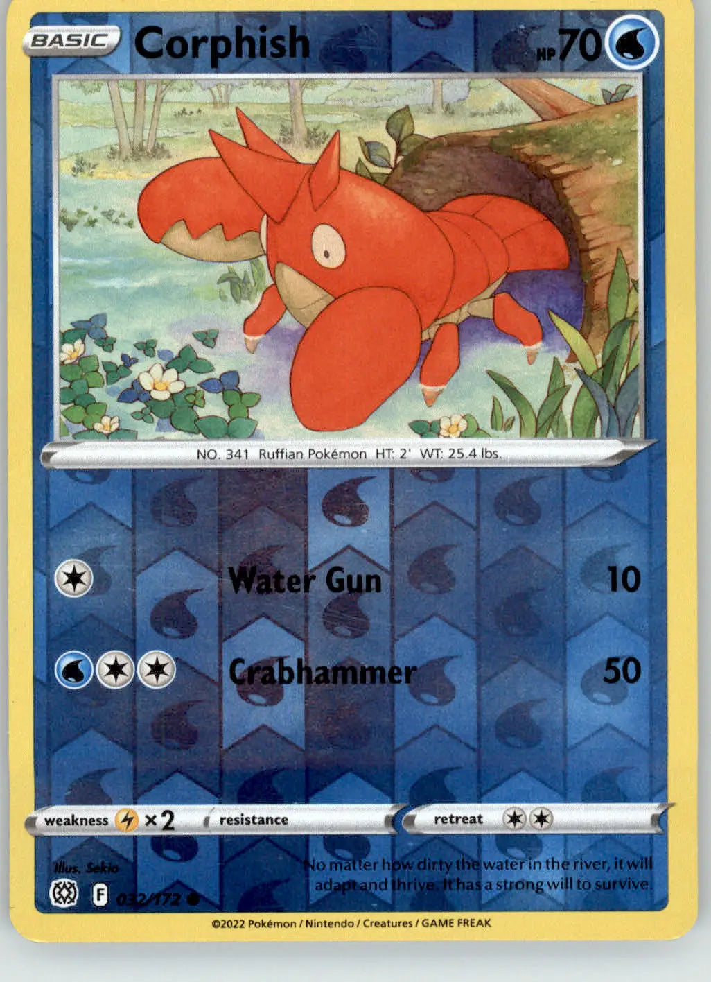 Corphish - Brilliant Stars - 032/172 - Reverse Holo LP Pokemon - Pokémon Card Single