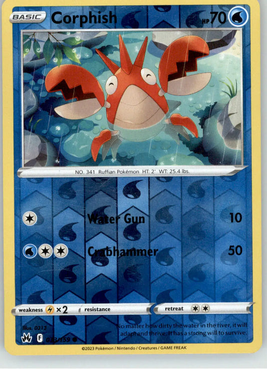 Corphish - Crown Zenith - 033/159 - Reverse Holo LP Pokemon - Pokémon Card Single