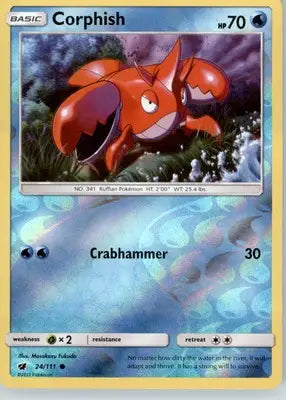 Corphish - SM - Crimson Invasion - Reverse Holo LP - #24/111 - Pokémon Card Single