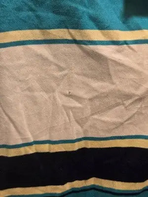 Country Cottons Polo Shirt Mens M Turquoise Striped Short Sleeve Cotton Vintage - Apparel