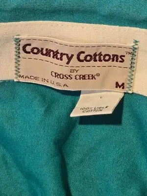 Country Cottons Polo Shirt Mens M Turquoise Striped Short Sleeve Cotton Vintage - Apparel