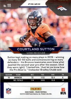 Courtland Sutton - 2020 Panini Prizm - #111 - Prizm Red White and Blue Football - Football Card Single