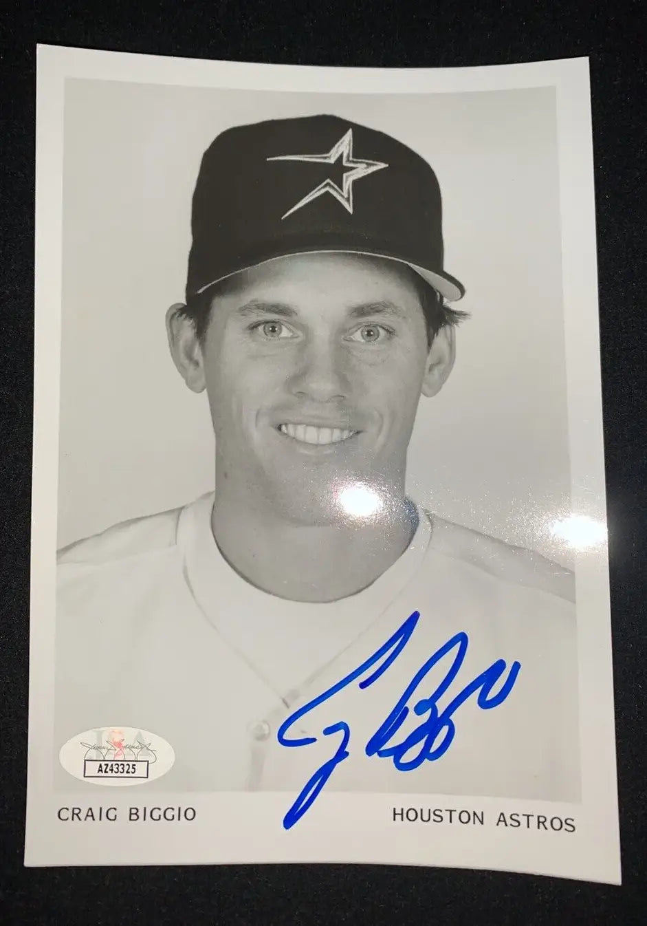 Craig Biggio Auto B&W 5x7 AUTO 1995 Houston Astros Team Issue Signed JSA - Sports Memorabilia