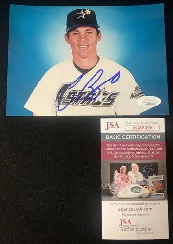 Craig Biggio Auto Color 5x7 AUTO 1996 Houston Astros Team Issue Signed JSA - Sports Memorabilia