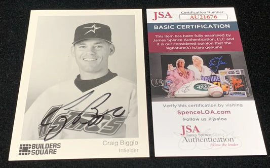 Craig Biggio Builders Square 3x5 AUTO 1994 Houston Astros Team Issue Signed JSA - Baseball Card Single