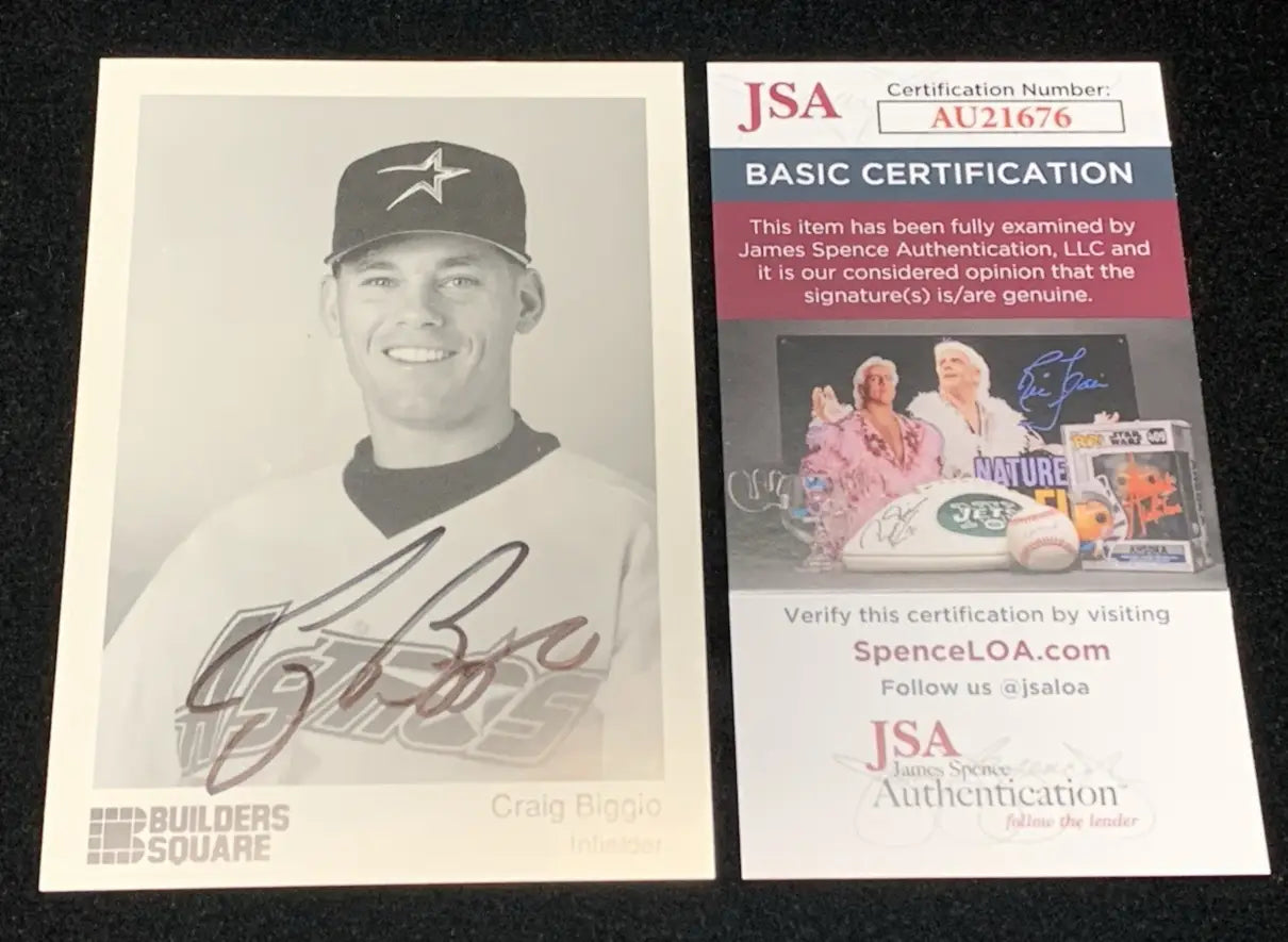 Craig Biggio Builders Square 3x5 AUTO 1994 Houston Astros Team Issue Signed JSA - Baseball Card Single