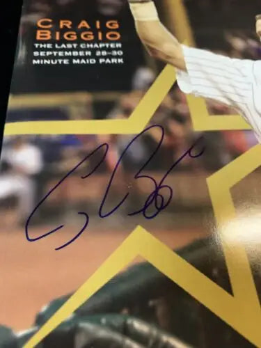 Signed Craig Biggio poster from Houston Astros FINAL game program September 2007