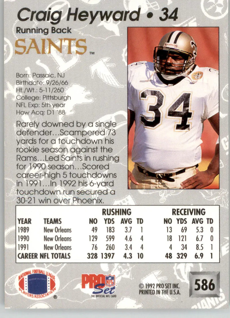 Craig Heyward - 1992 Pro Set - #586 - Football - Football Card Single