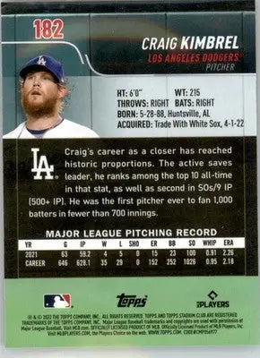 Craig Kimbrel - 2022 Stadium Club Chrome - #182 - Baseball - Baseball Card Single