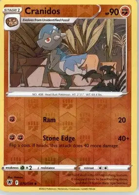 Cranidos - SWSH10: Astral Radiance - Reverse Holo LP - #076/189 - Pokémon Card Single