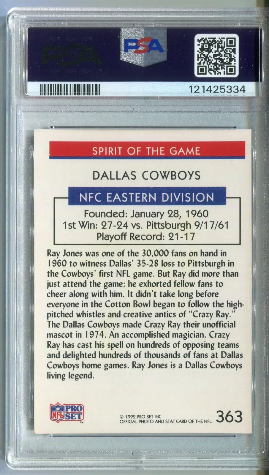 CRAZY RAY Jones CHIEF ZEE Williams 1992 Pro Set #363 PSA 8 DNA 9 Auto