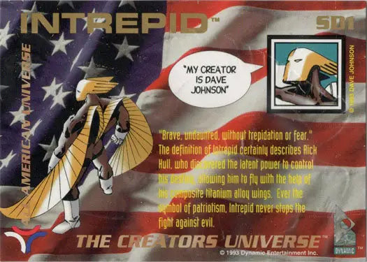 Foil embossed chase card featuring a stylized golden eagle character with speech bubble