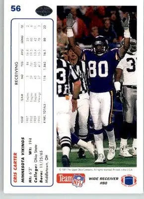 Cris Carter - 1991 Upper Deck - #56 - Football - Football Card Single