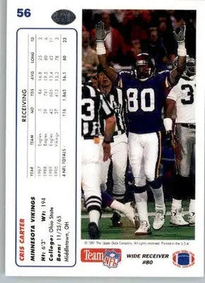 Cris Carter - 1991 Upper Deck - #56 - Football - Football Card Single