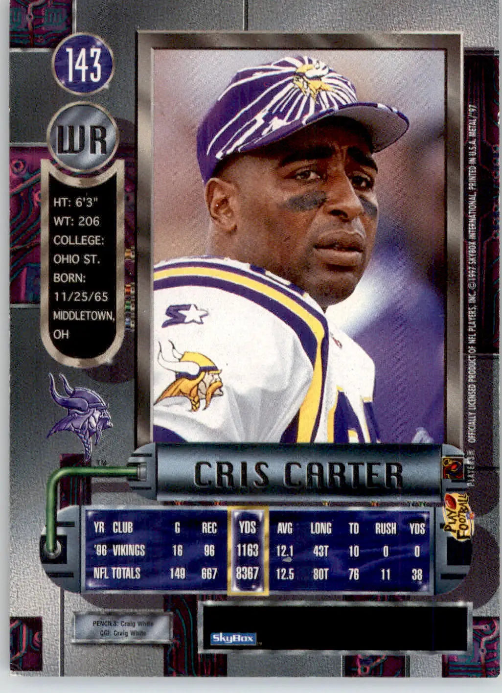 Cris Carter - 1997 Metal Universe - #143 - Football - Football Card Single