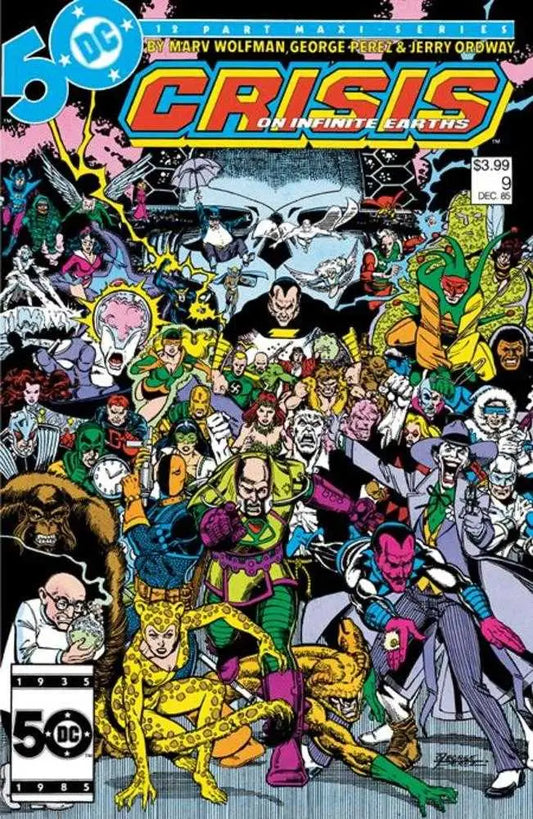Crisis On Infinite Earths #9 Facsimile Edition Cover A George Perez showcasing the iconic comic book cover