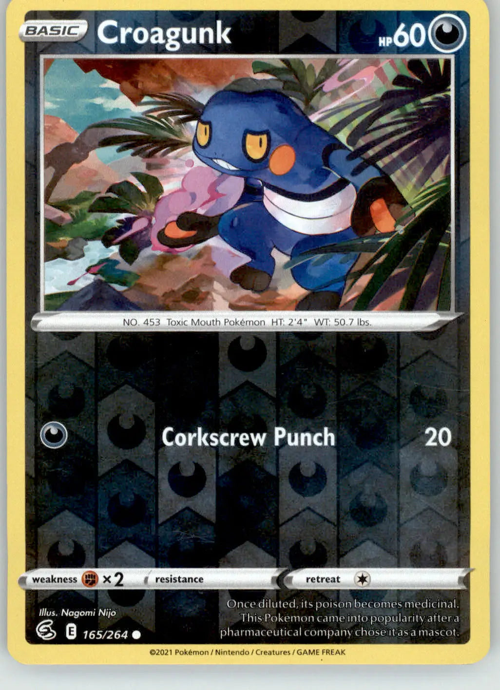 Croagunk - Fusion Strike - 165/264 - Reverse Holo LP Pokemon - Pokémon Card Single
