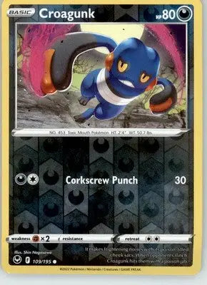 Croagunk - Silver Tempest - 109/195 - Reverse Holo LP Pokemon - Pokémon Card Single
