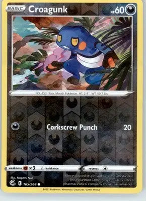 Croagunk - SWSH08: Fusion Strike - 165/264 - Reverse Holo LP - Pokémon Card Single