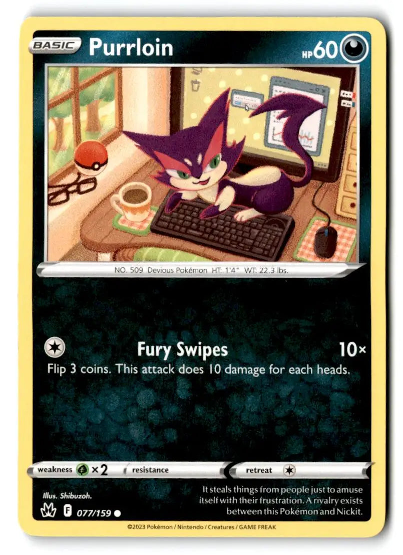 Crown Zenith #077/159 Purrloin - Pokémon Card Single