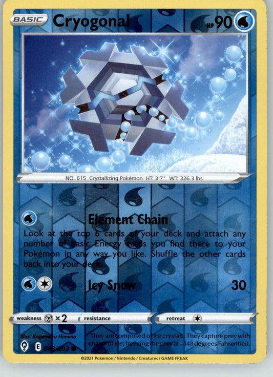 Cryogonal - Evolving Skies - 043/203 - Reverse Holo LP Pokemon - Pokémon Card Single