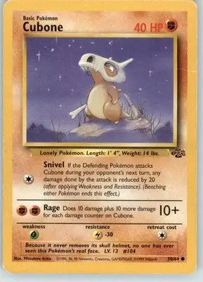 Cubone - Jungle - HP - 50/64 - Pokémon Card Single