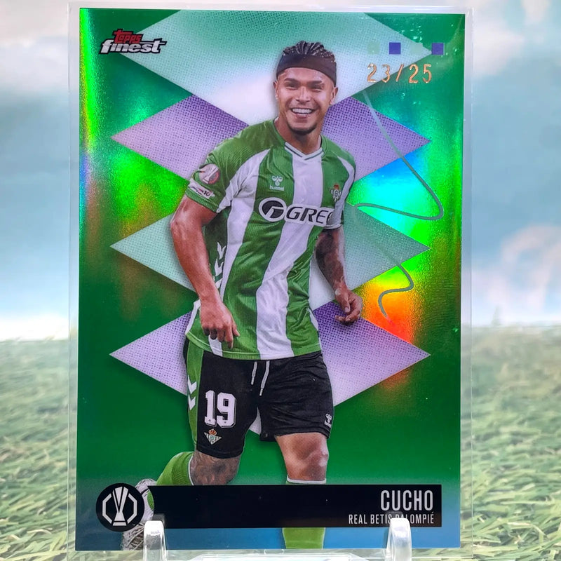 CUCHO 2025-26 TOPPS FINEST UEFA RARE GREEN REFRACTOR /25 REAL BETIS