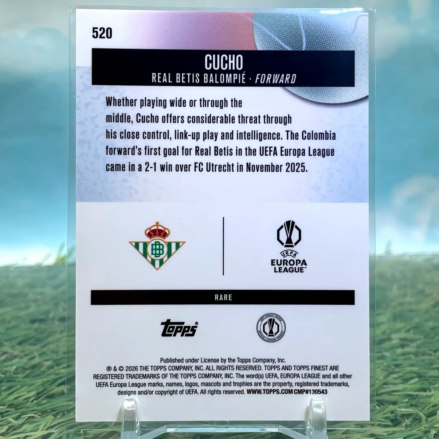 CUCHO 2025-26 TOPPS FINEST UEFA RARE GREEN REFRACTOR /25 REAL BETIS