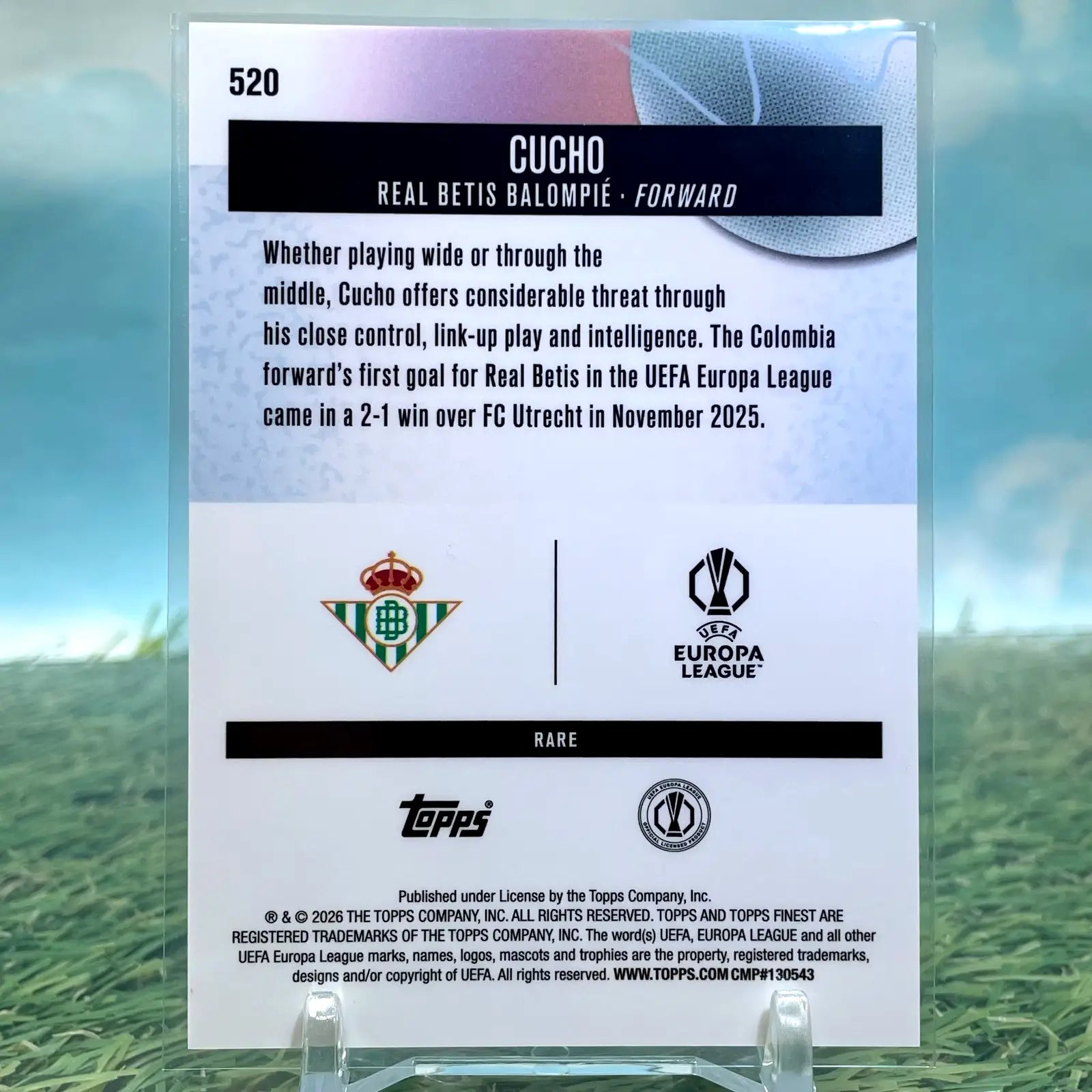 CUCHO 2025-26 TOPPS FINEST UEFA RARE GREEN REFRACTOR /25 REAL BETIS