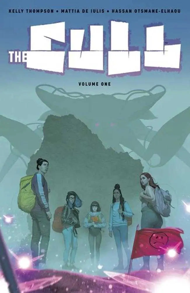 Comic book cover from Cull TPB Volume 01 featuring Kelly Thompson dark tale with five young women and a shadowy creature