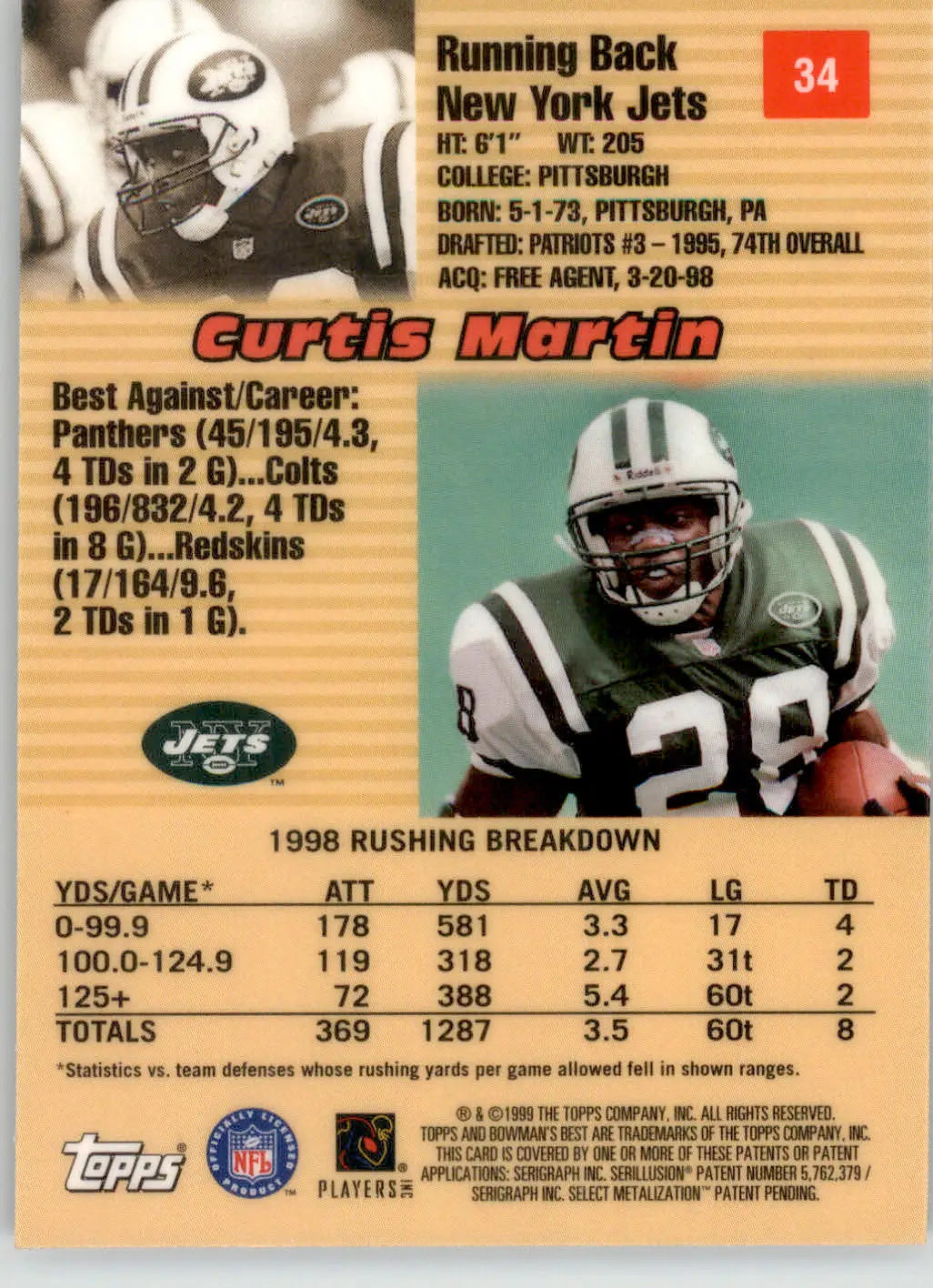 Curtis Martin - 1999 Bowman’s Best - #34 - Football