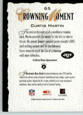 Curtis Martin - 2002 Donruss Gridiron Kings - #65 - Football - Football Card Single