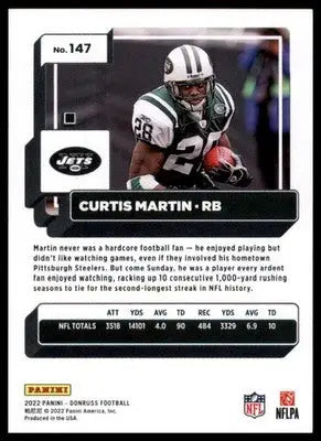 Curtis Martin 2022 Donruss #147 New York Jets - Football Card Single